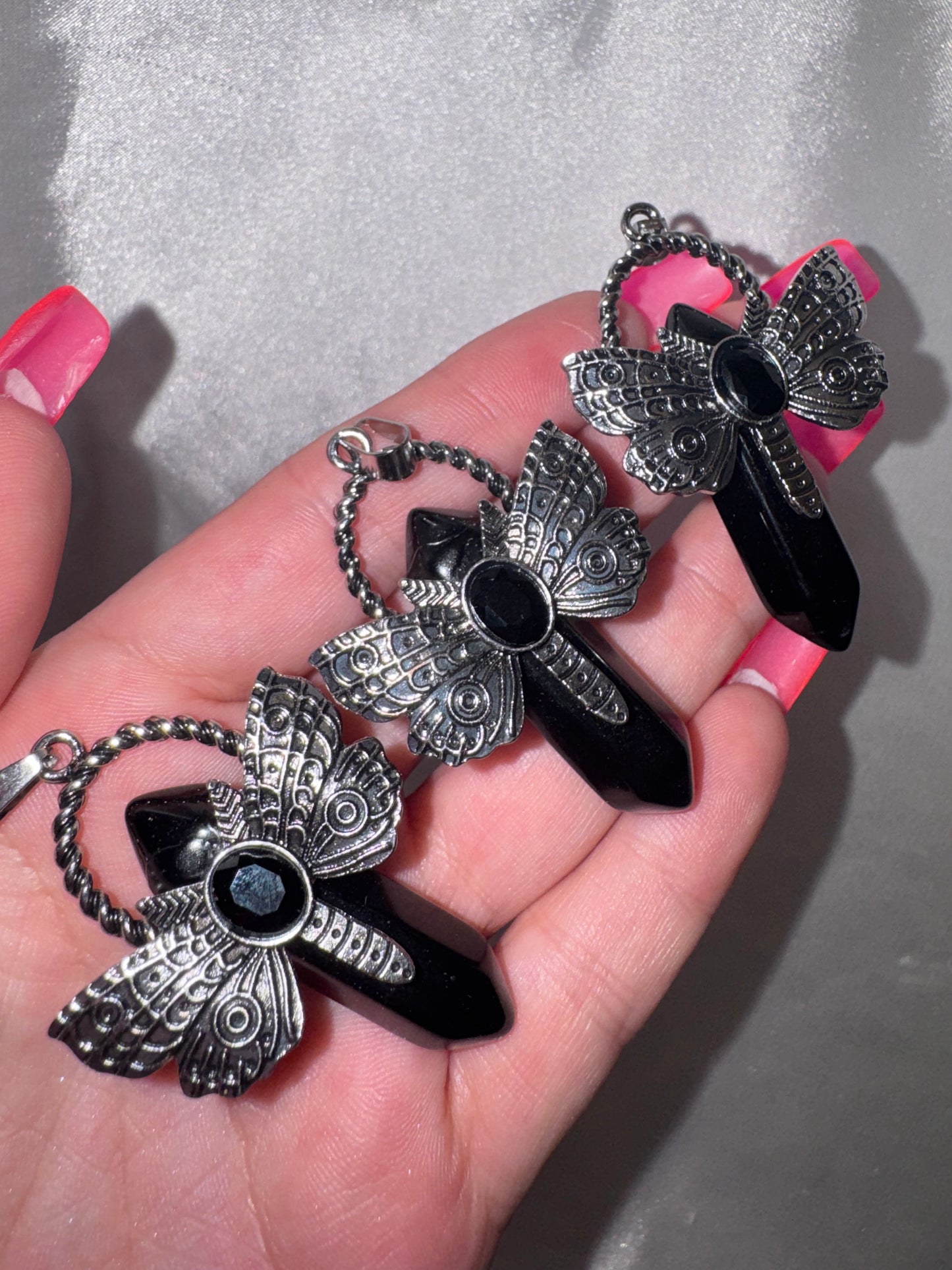 Crystal Point Moth Pendant