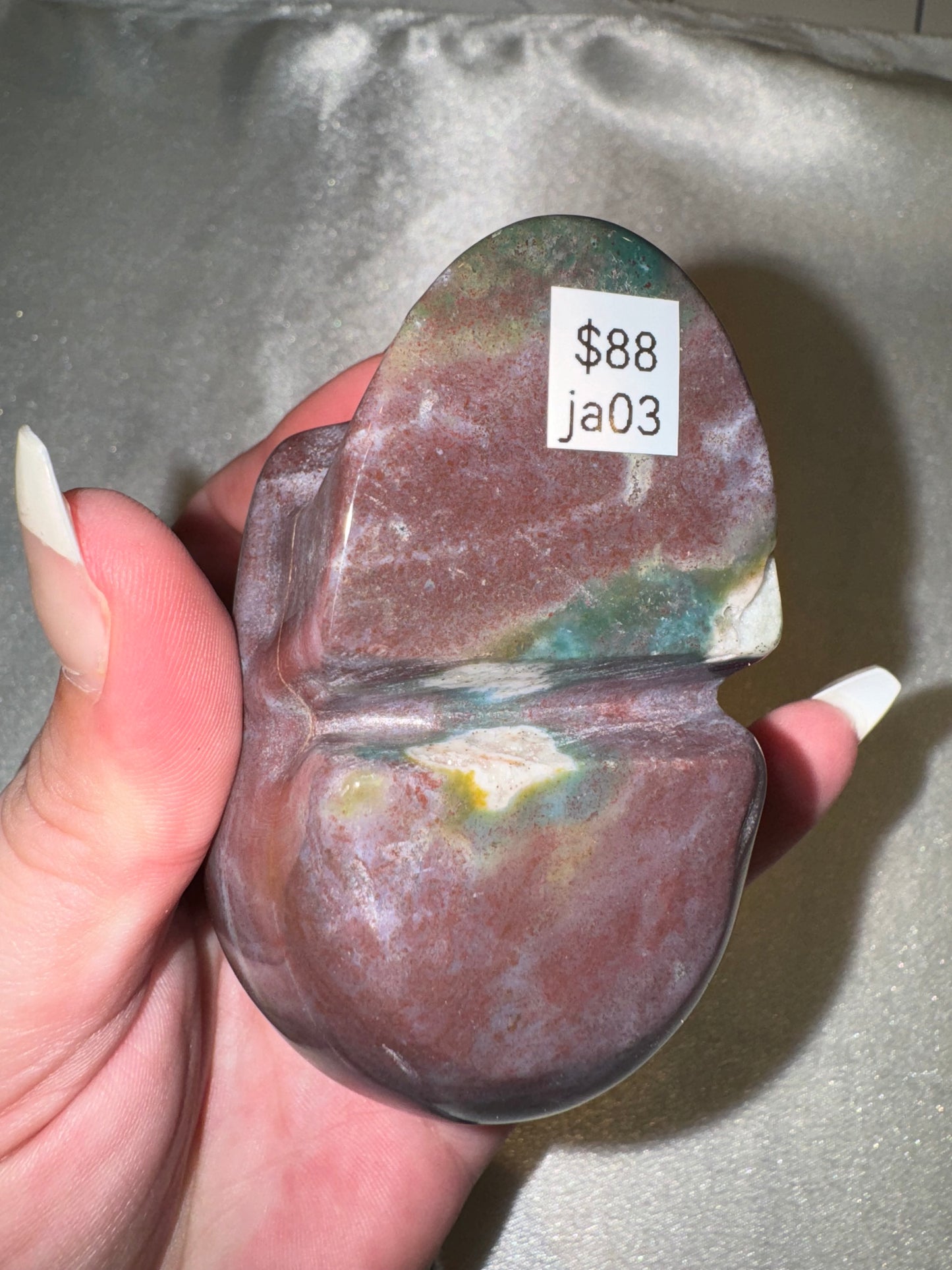 Ocean Jasper AAA Medium Skull with Unique Hatchet Marking