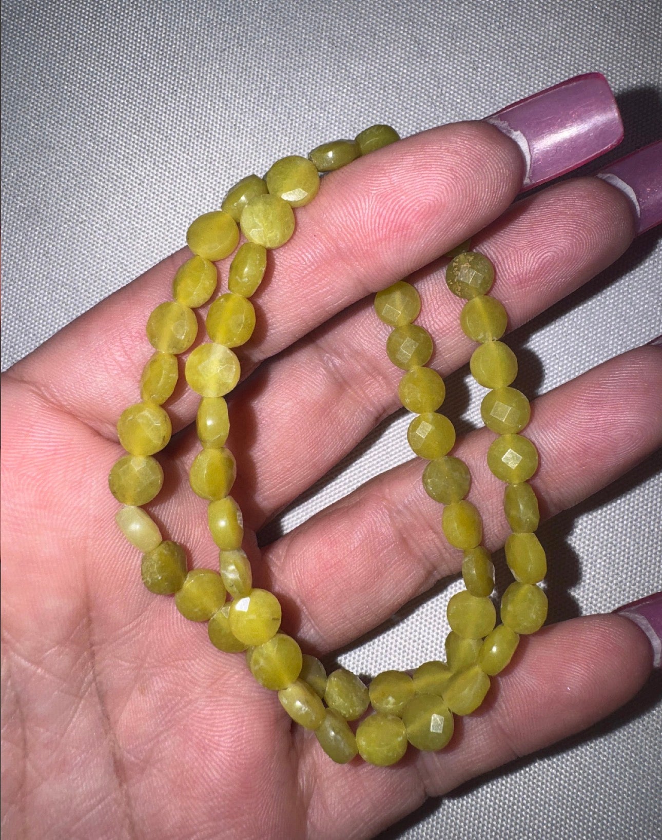 Jade Faceted Coin Bracelet (6mm)