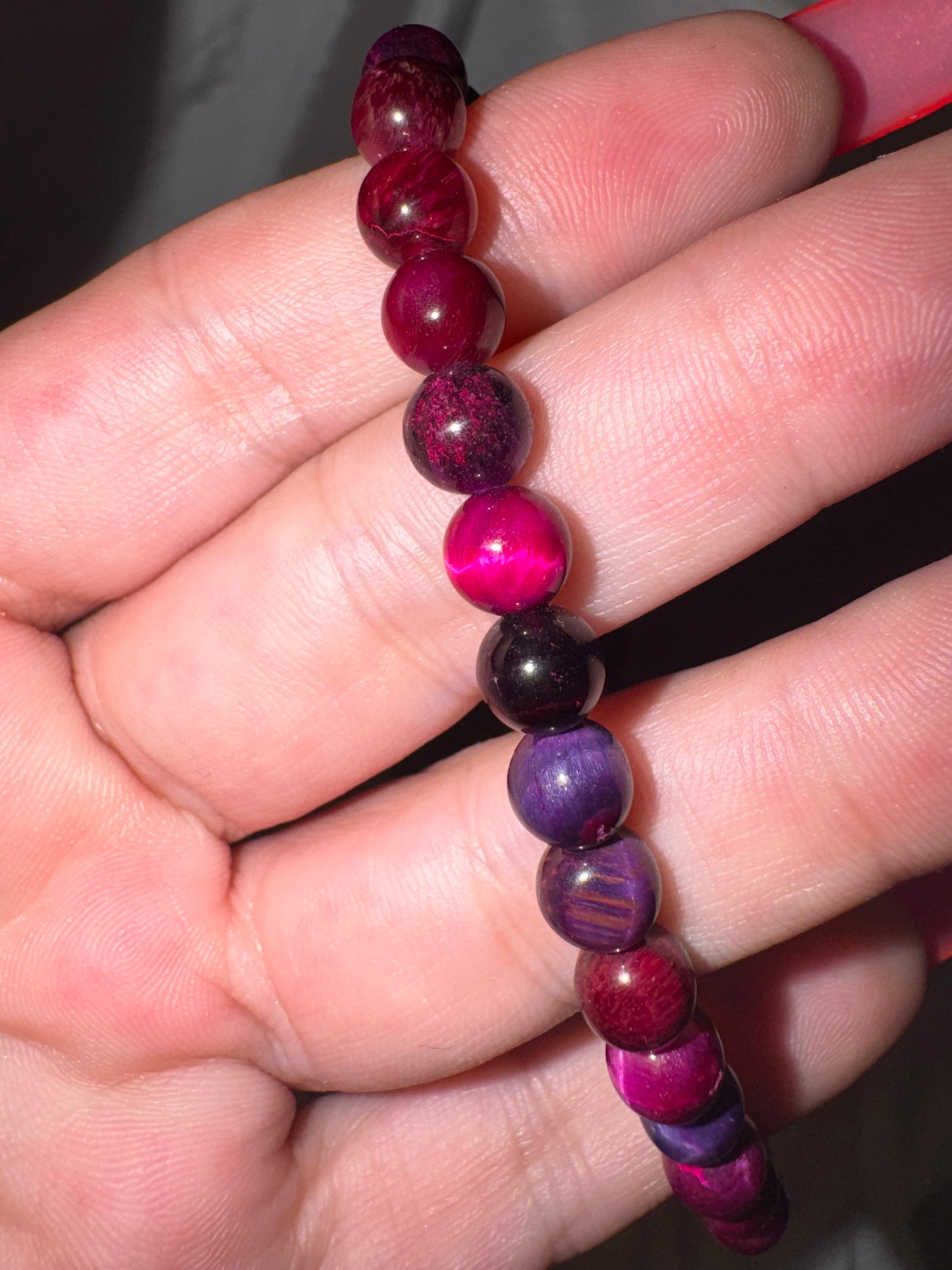 Pink Dyed Tigers Eye 6mm Bracelet (last one!)