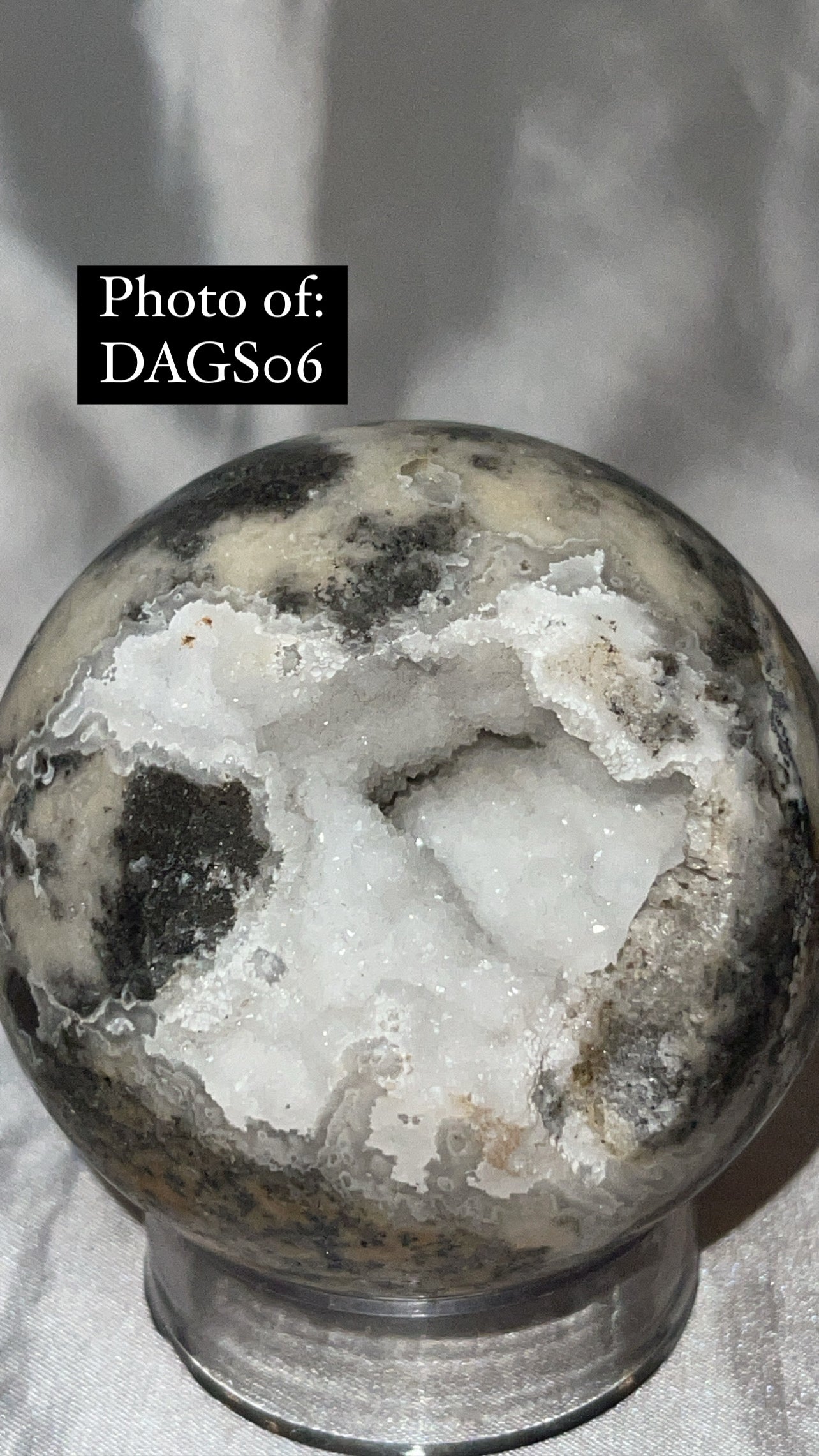 Druzy Plume Agate Dendritic Chalcedony High Quality Large Sphere (68mm)