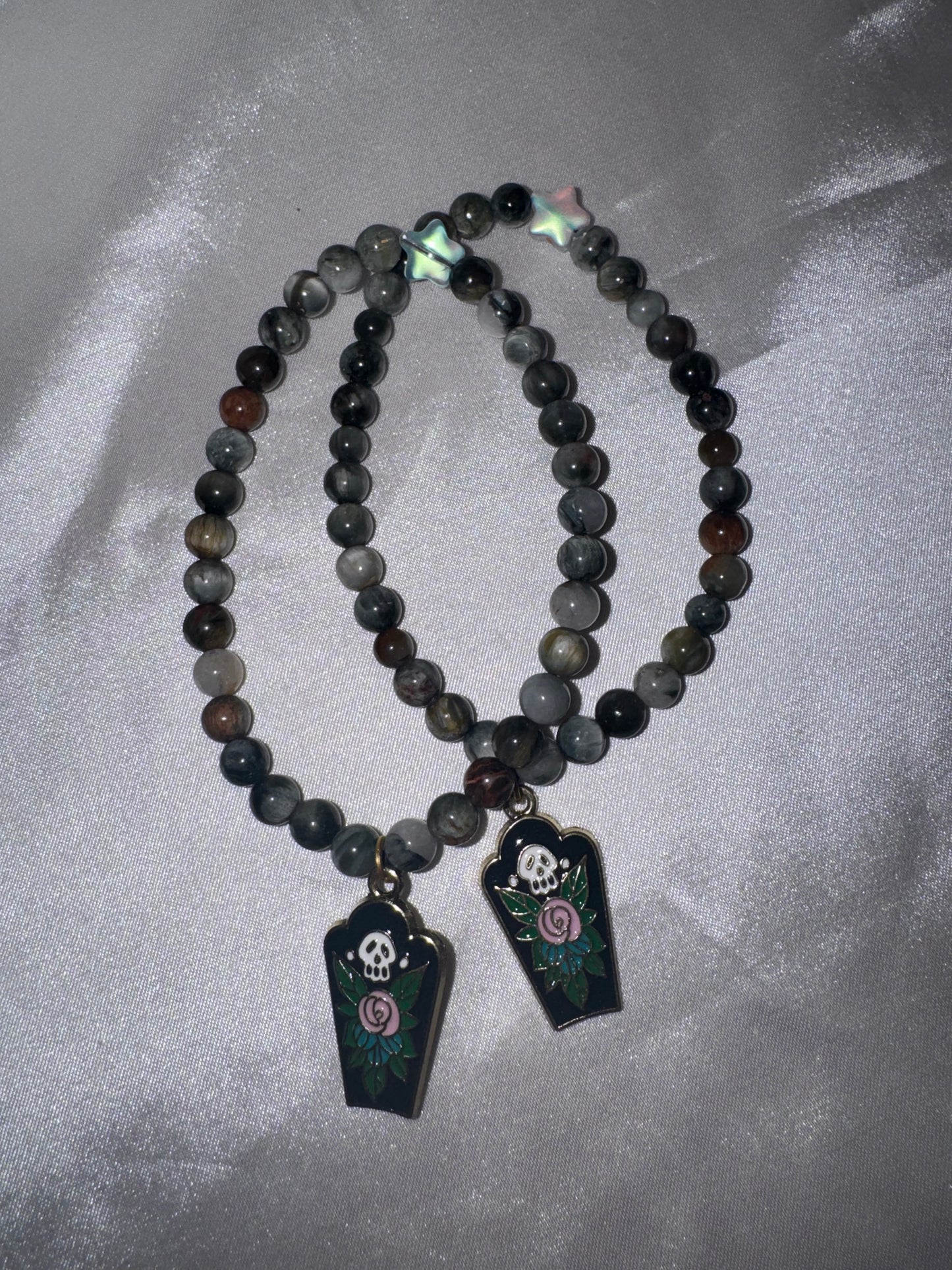 Eagles Eye 6mm Bracelet with Coffin Charm