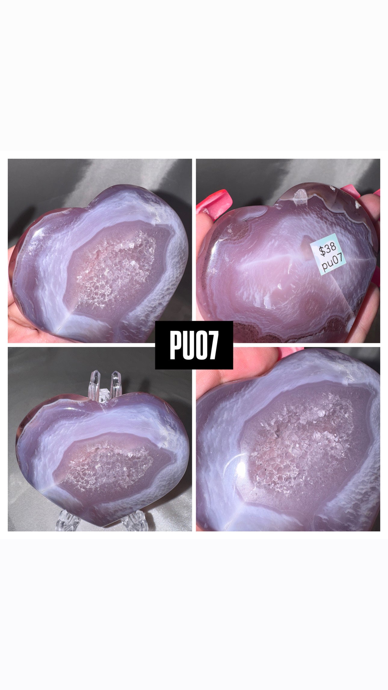 Jelly Agate Large Heart (with stand)