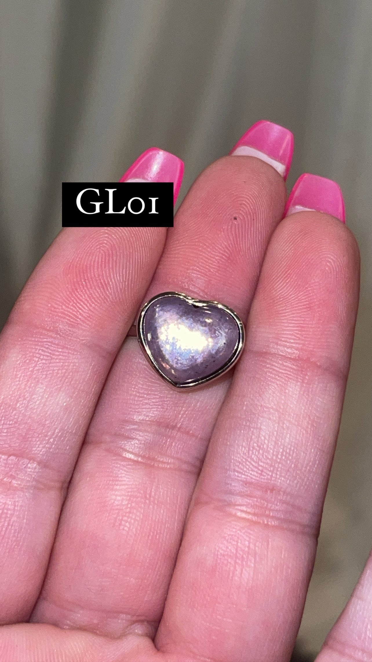 Gem Lepidolite 925 Sterling Silver Adjustable Heart Ring (Choose Your Own)