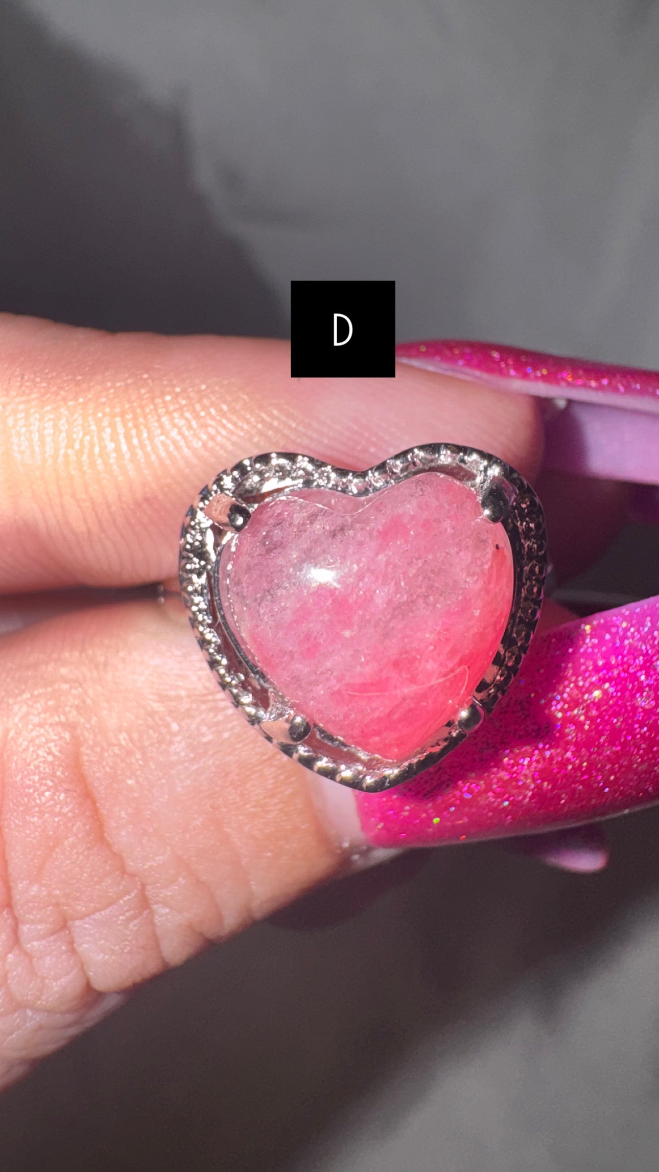 Rhodonite in Quartz Adjustable Ring