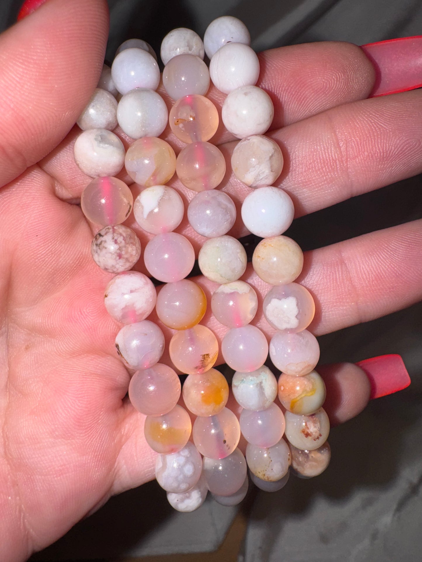 Flower Agate 8mm Labubu Bracelet