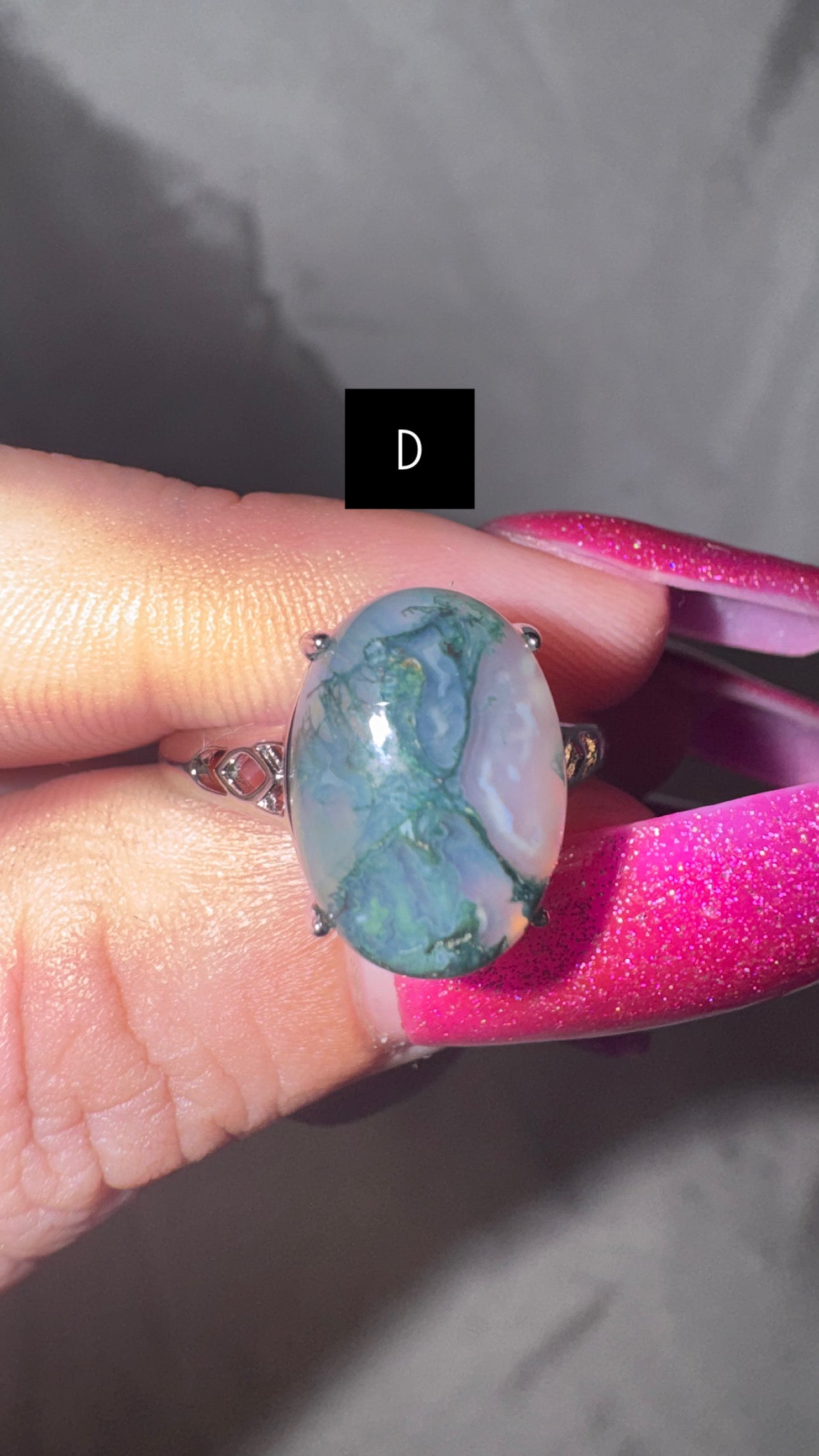 Moss Agate Adjustable Ring