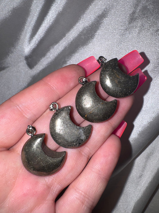 Pyrite Moon Pendant