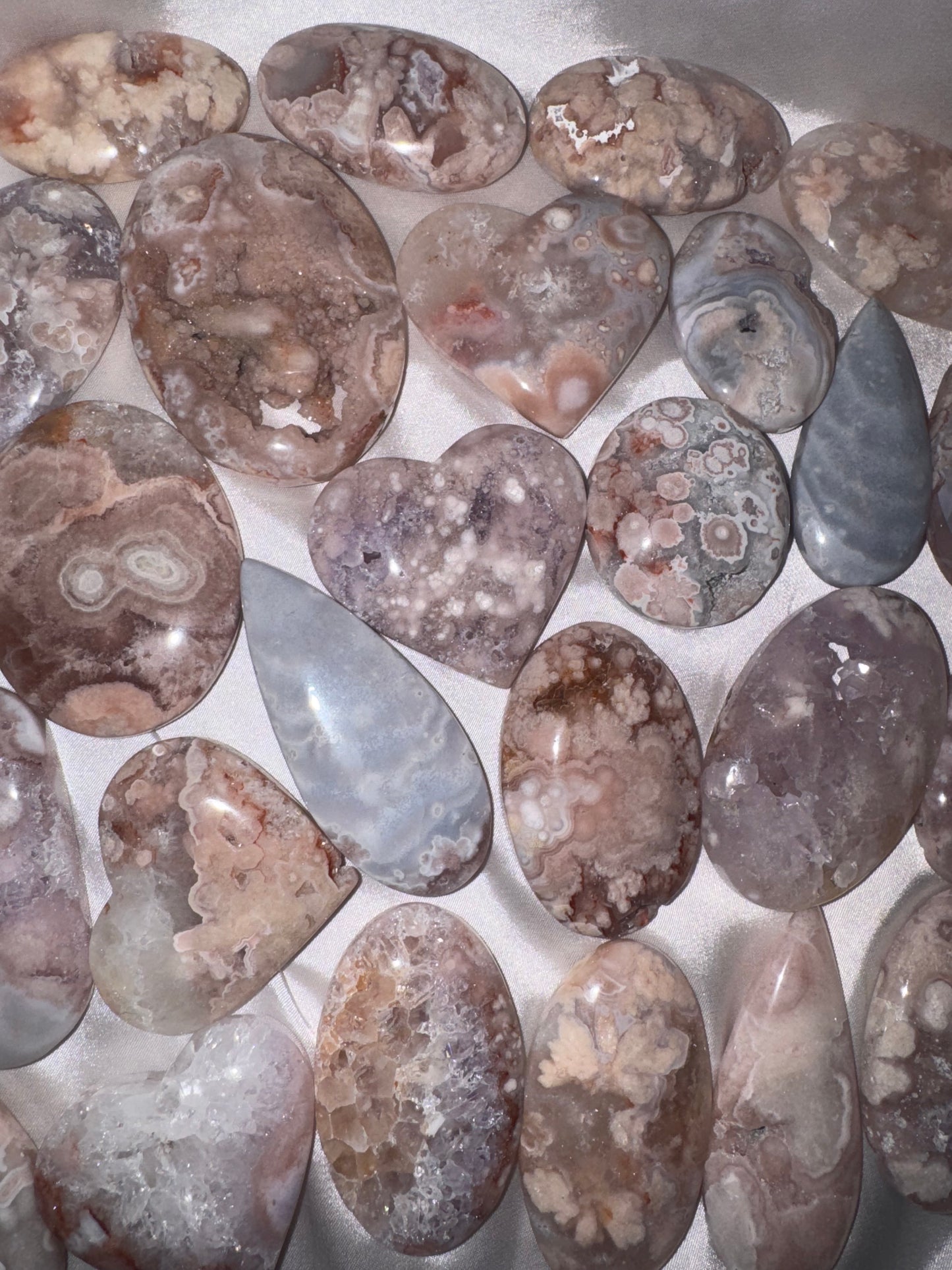 Amethyst Flower Agate AAA Heart/Palmstone