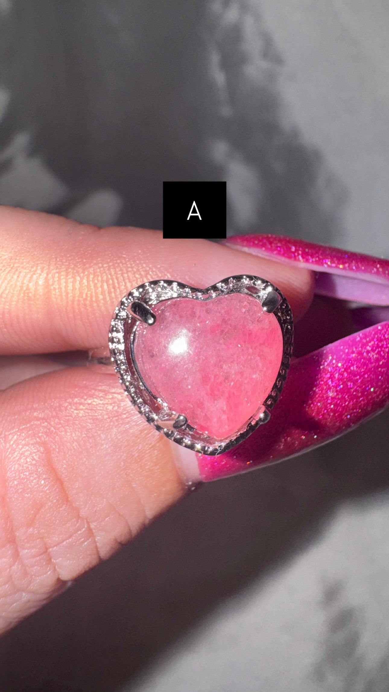 Rhodonite in Quartz Adjustable Ring