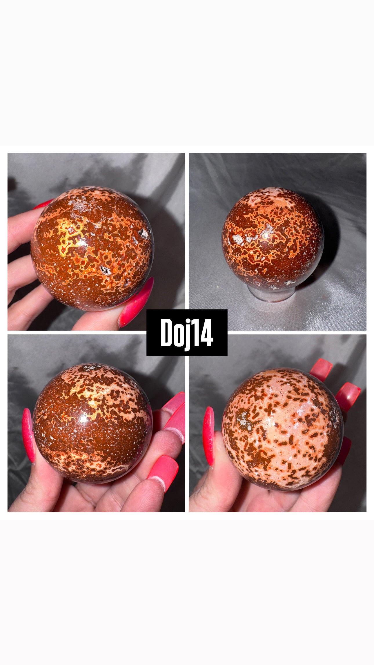 Red Druzy Ocean Jasper Sphere