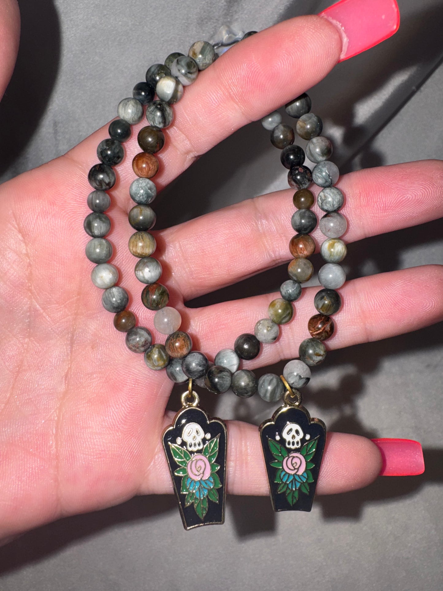 Eagles Eye 6mm Bracelet with Coffin Charm