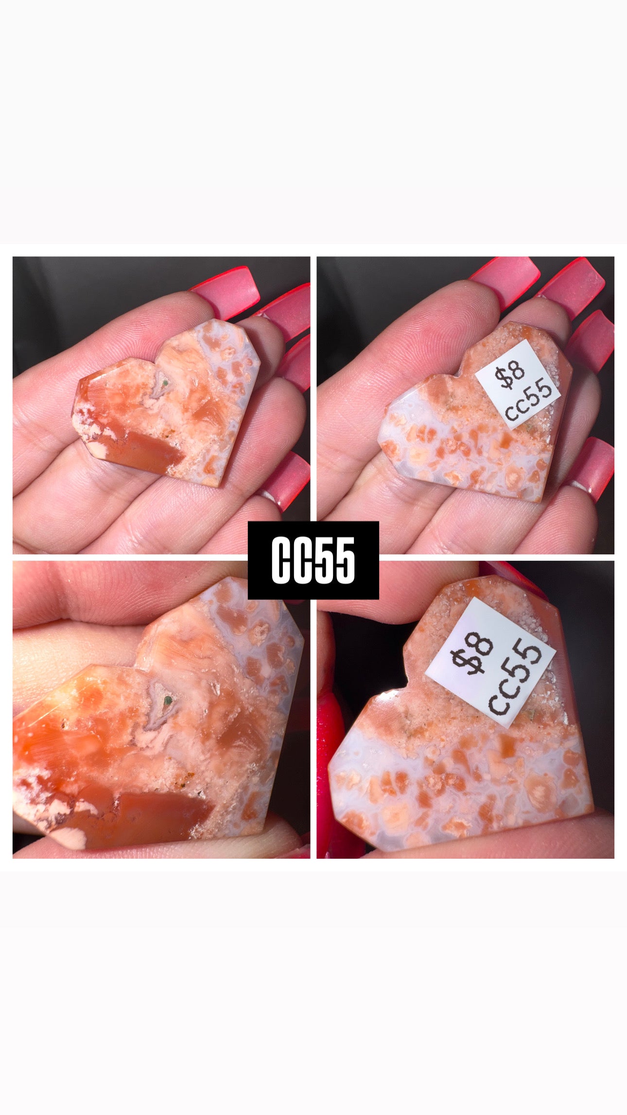 Pink “Cotton Candy” Agate Small Heart