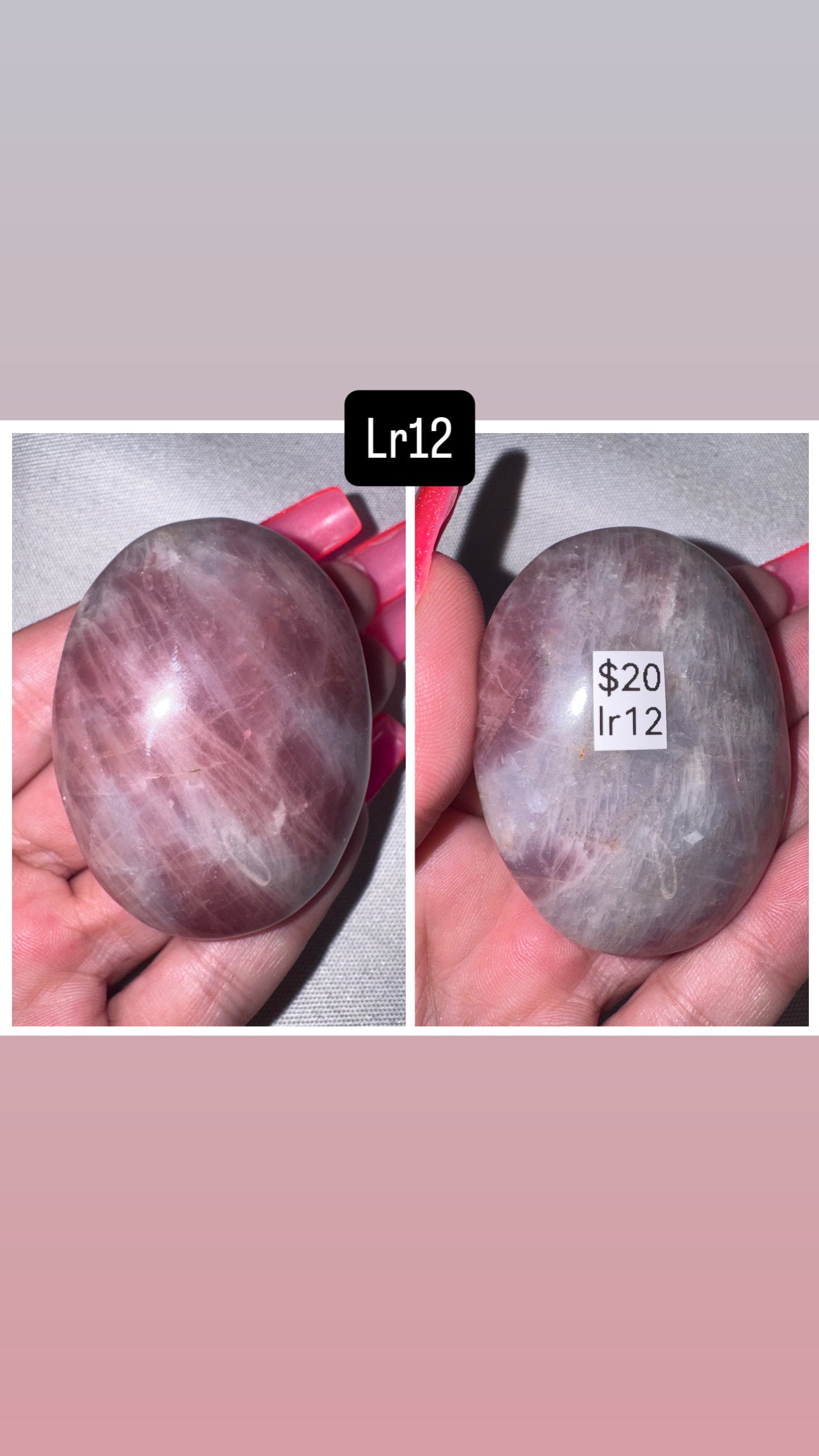 Lavender Rose Quartz Palmstone