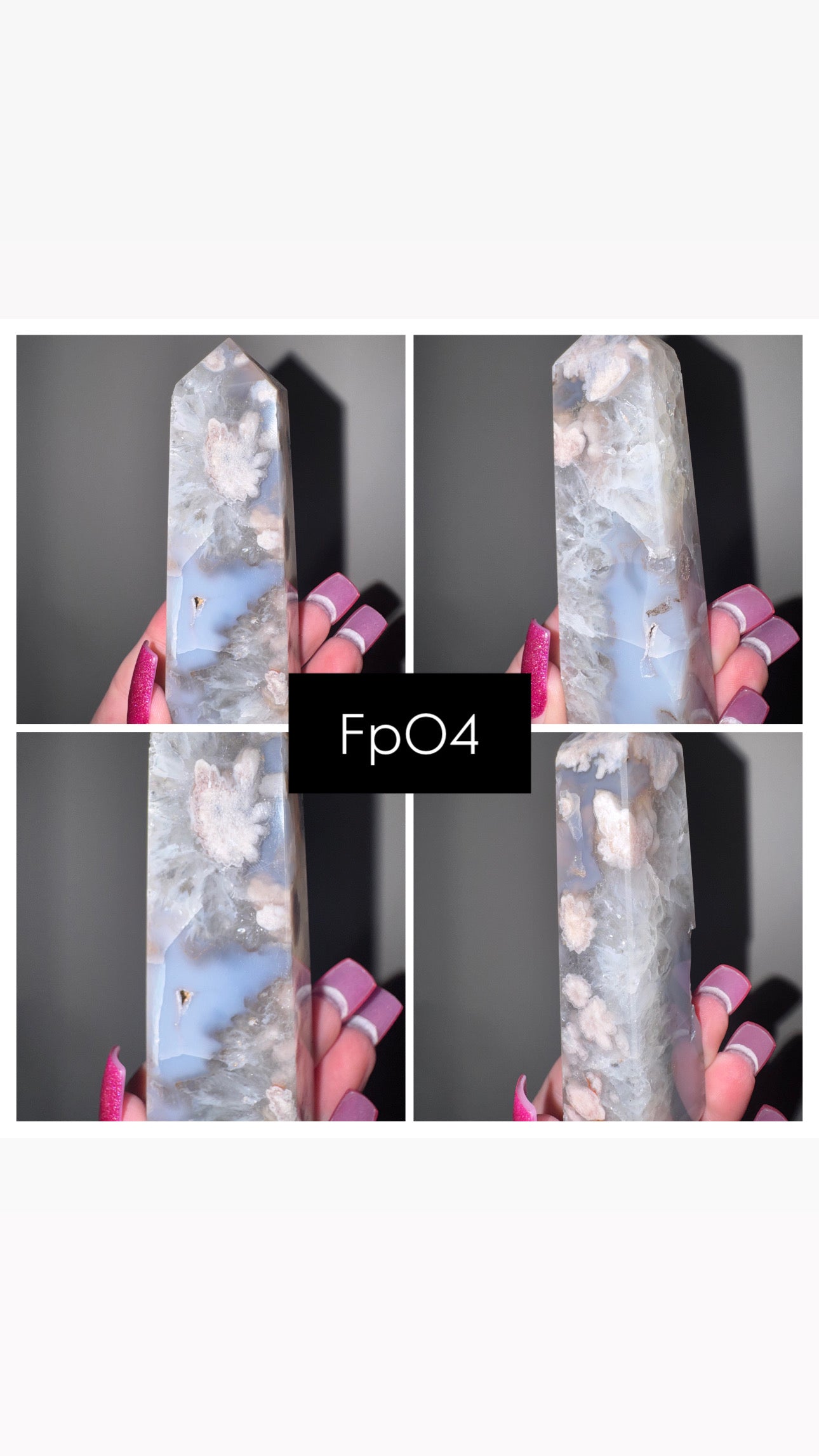 Prasiolite Flower Agate Tower