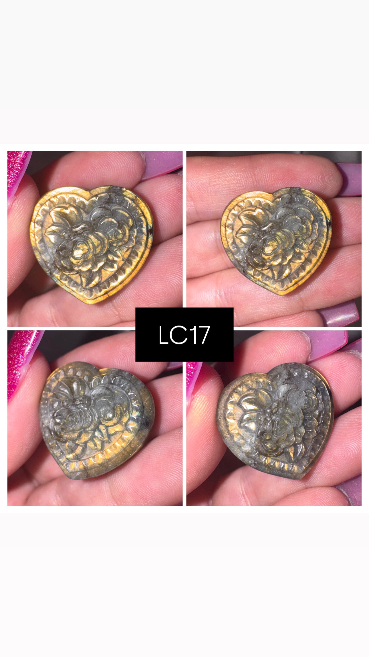 Labradorite Rose Heart Carving