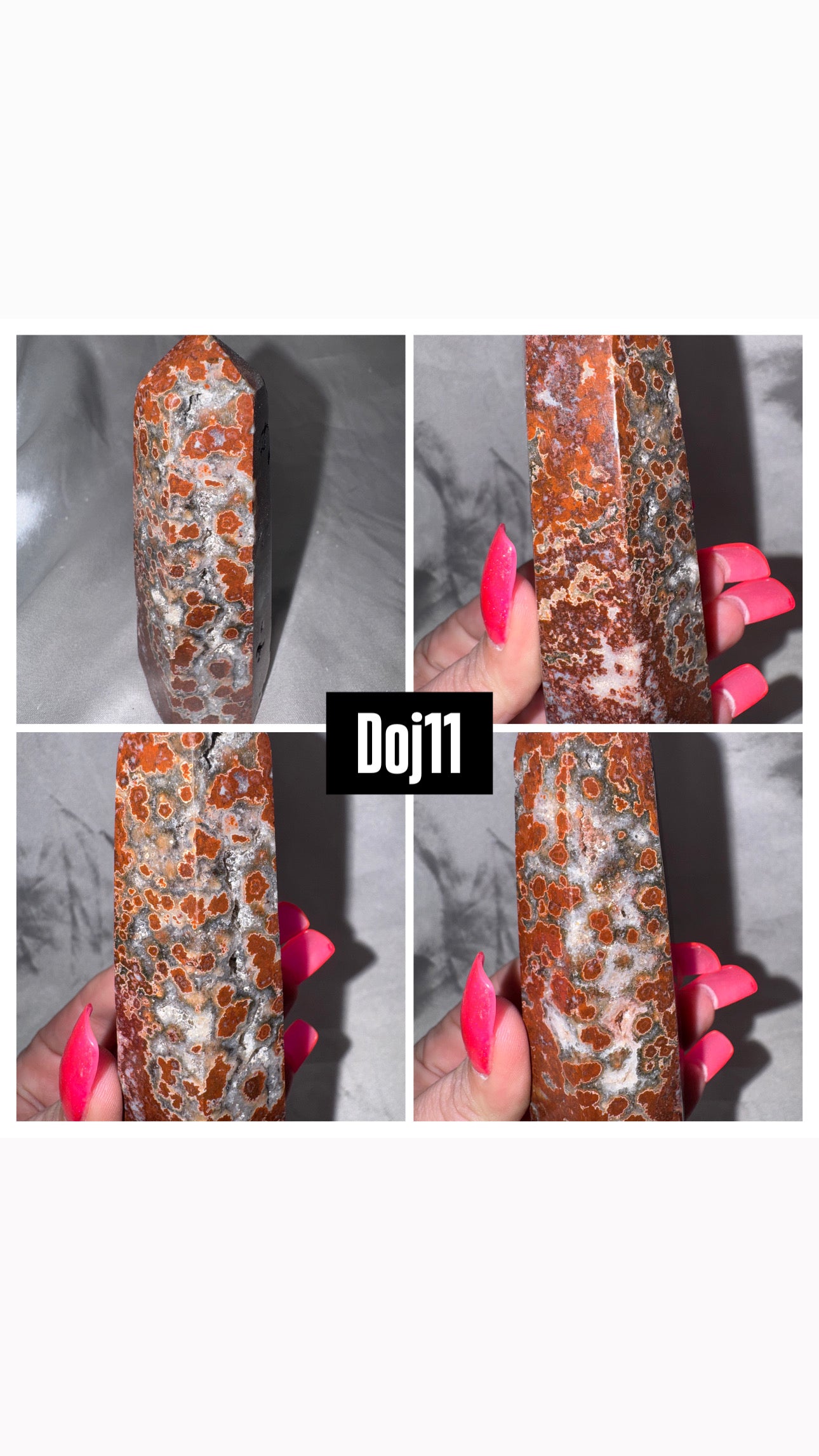 Red Druzy Ocean Jasper Obleisk