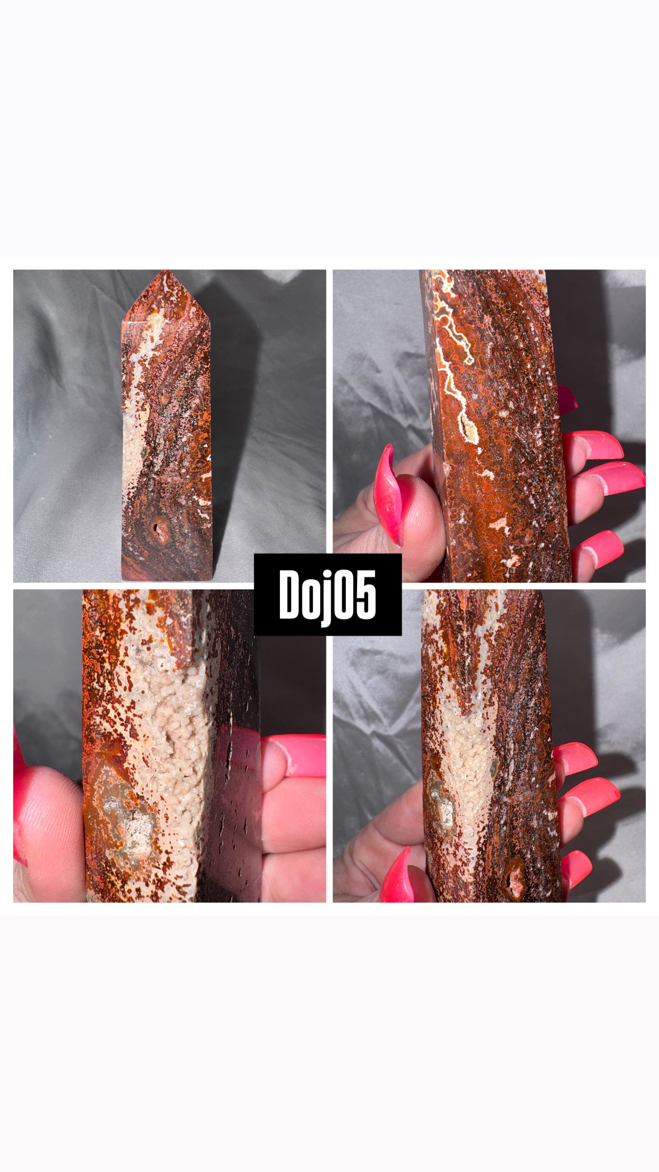 Red Druzy Ocean Jasper Obleisk