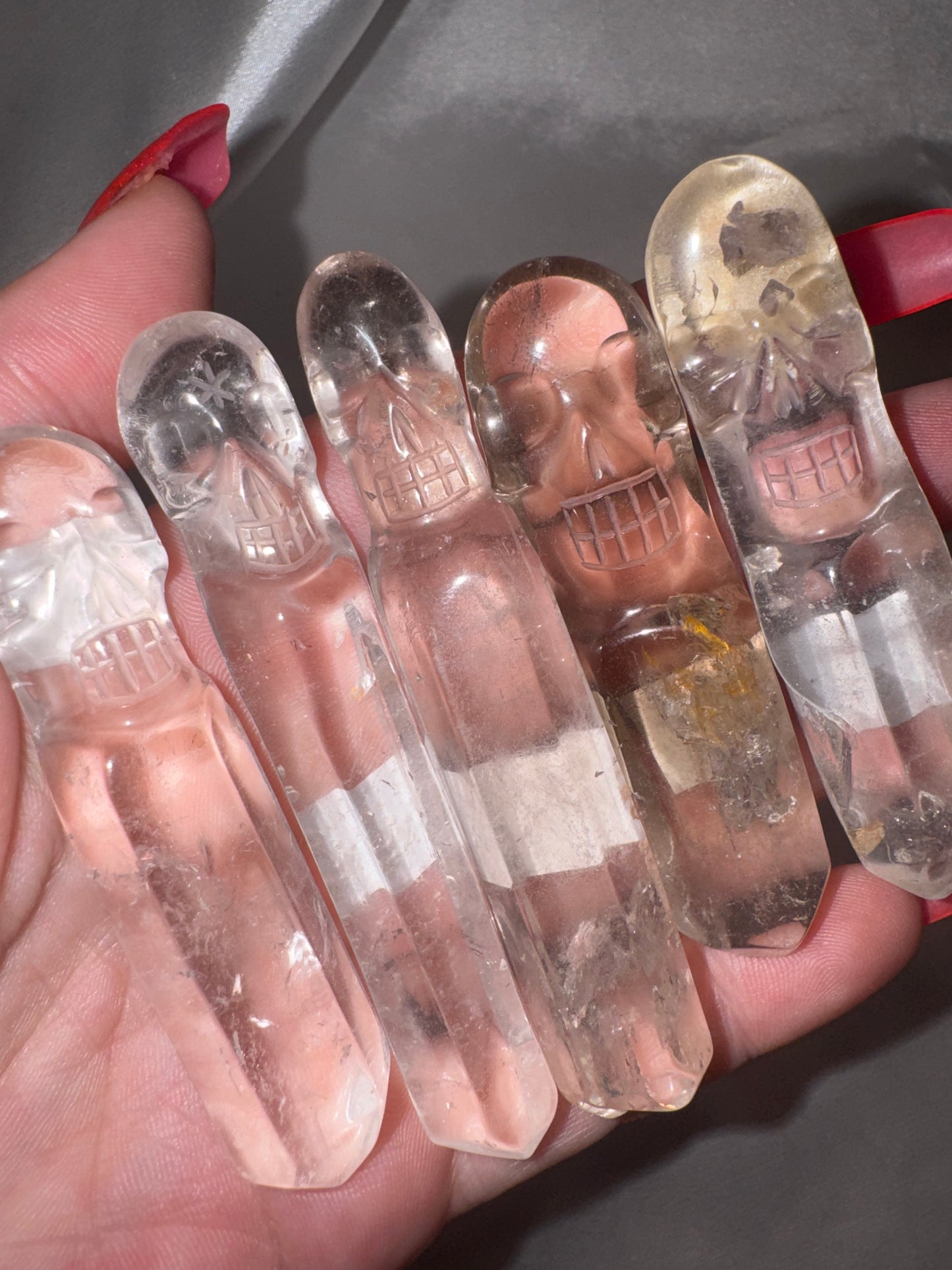 Lemurian AAA Master Carved Skull Wand