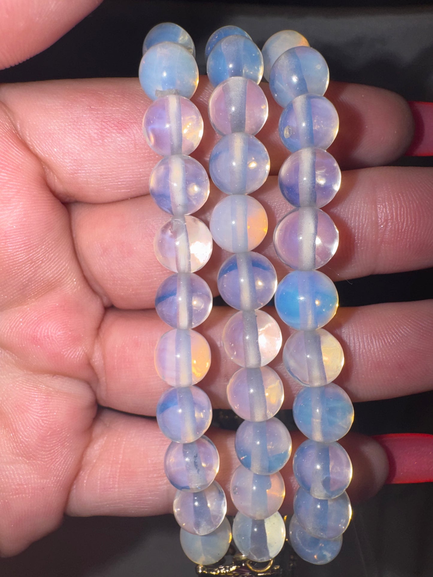 Opalite 8mm Bracelet with Kuromi Pumpkin Charm