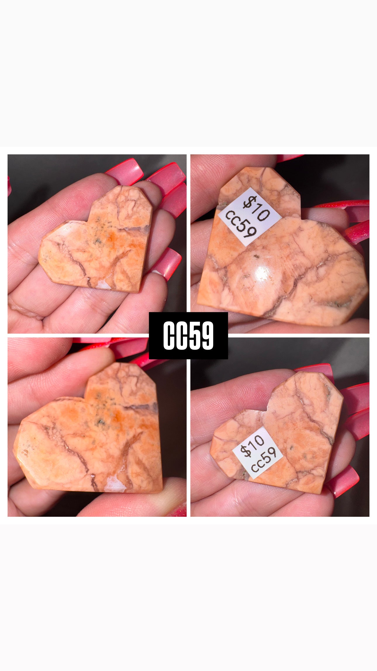 Pink “Cotton Candy” Agate Small Heart