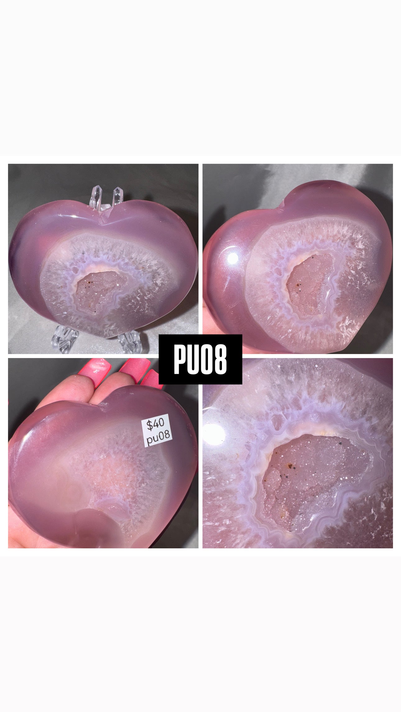 Jelly Agate Large Heart (with stand)