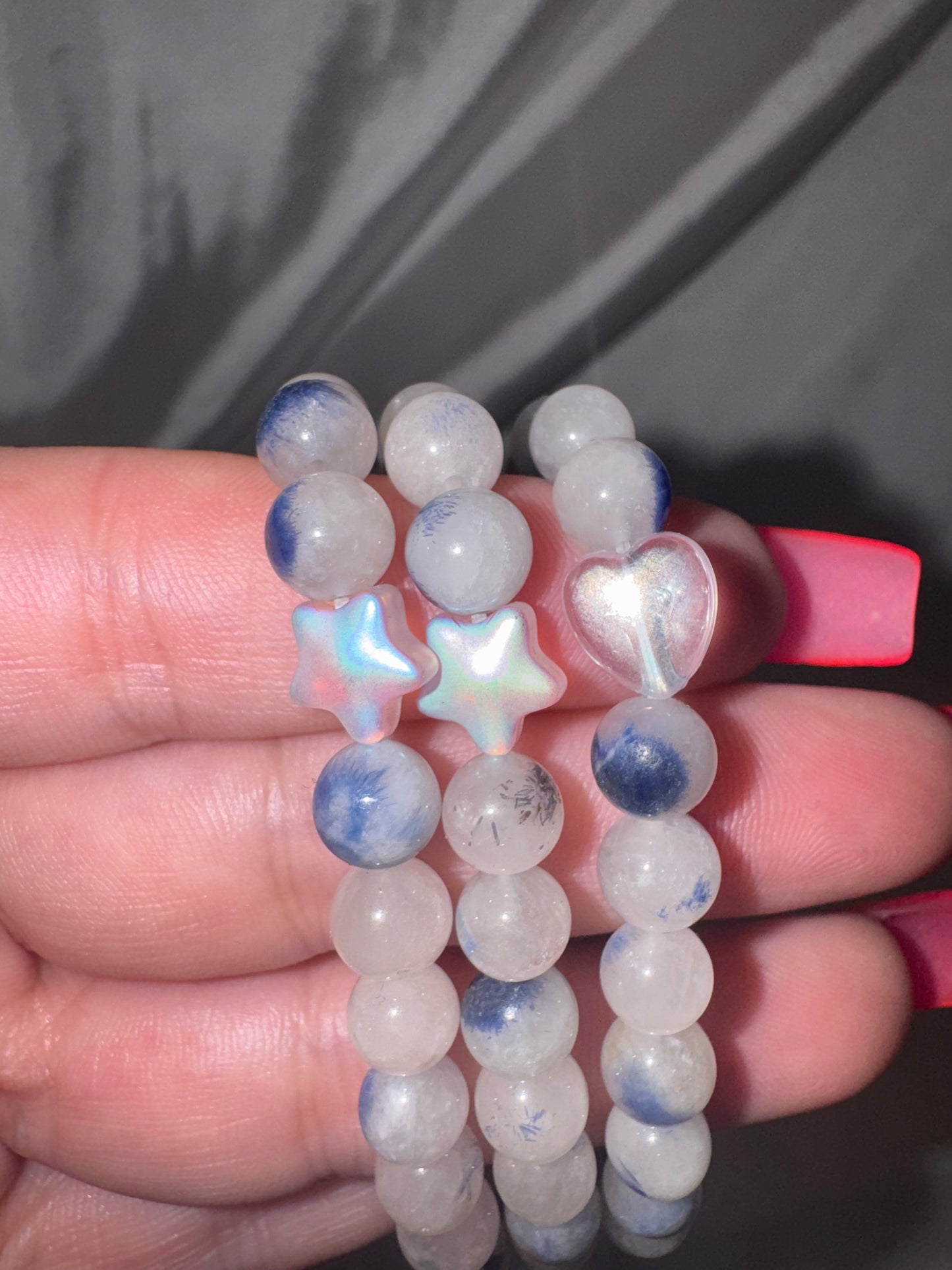 Dumortierite Quartz 6mm Bracelet with Sally Charm