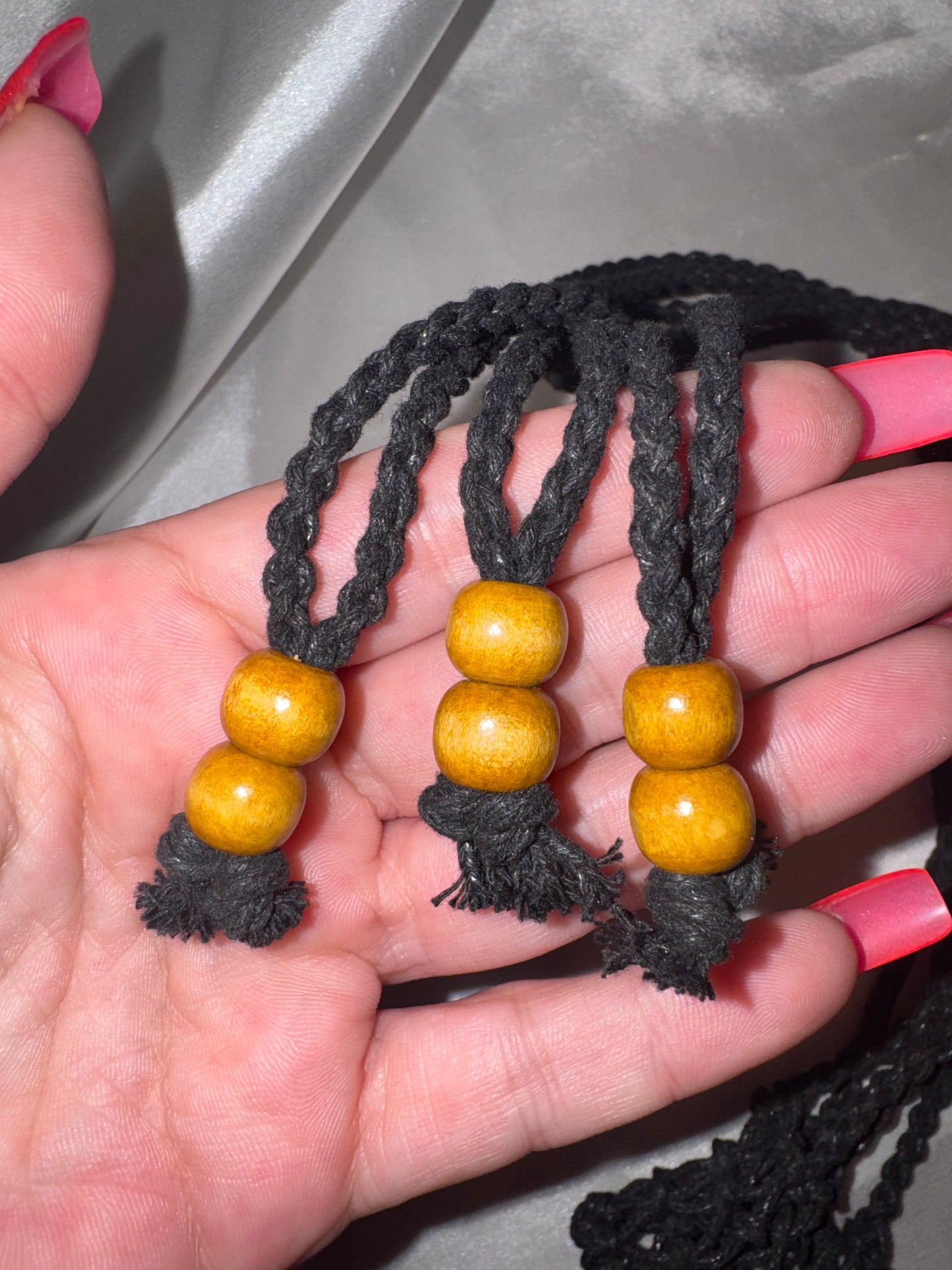 Black Cord Tumble Cage Necklace
