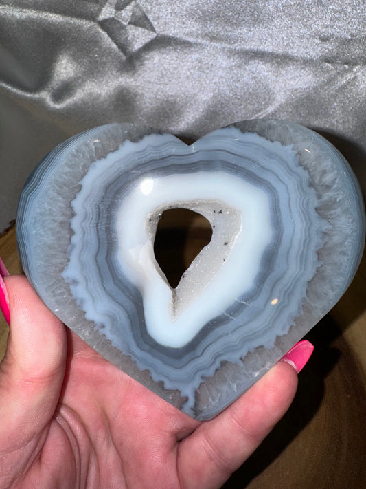 Druzy Agate Large Heart with Stand