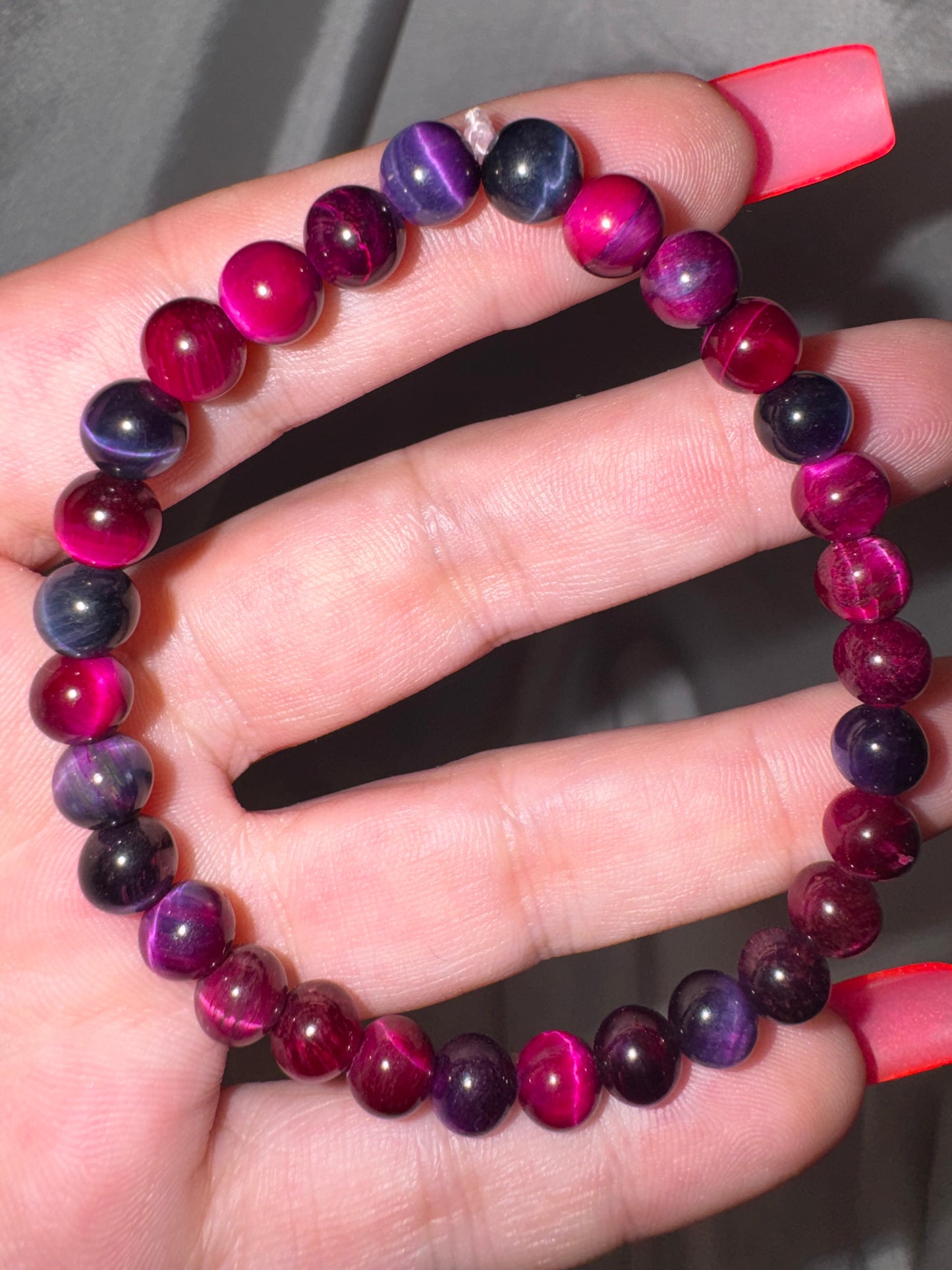 Pink Dyed Tigers Eye 6mm Bracelet (last one!)