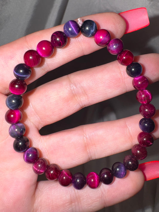Pink Dyed Tigers Eye 6mm Bracelet (last one!)