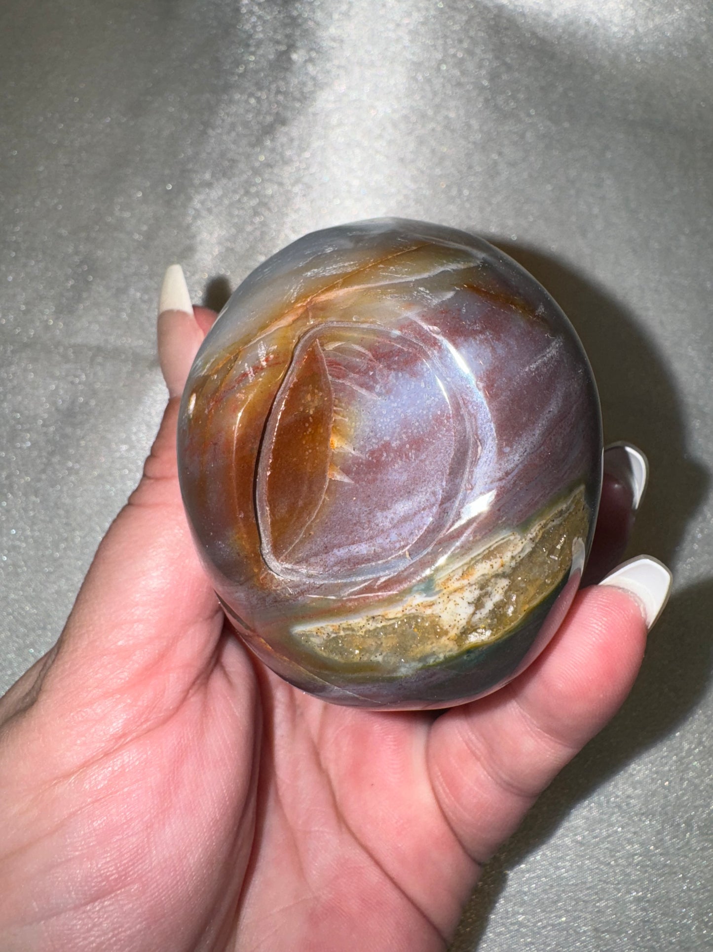 Ocean Jasper AAA Medium Skull with Unique Hatchet Marking