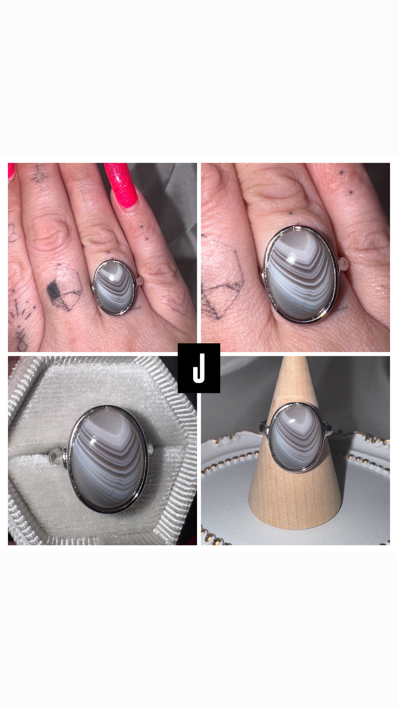 Botswana Agate AAA Adjustable Ring