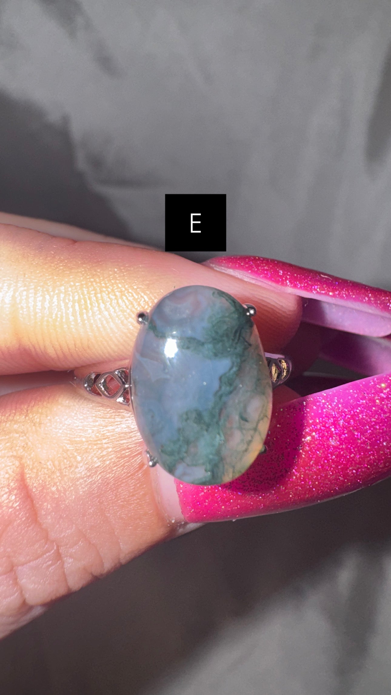 Moss Agate Adjustable Ring