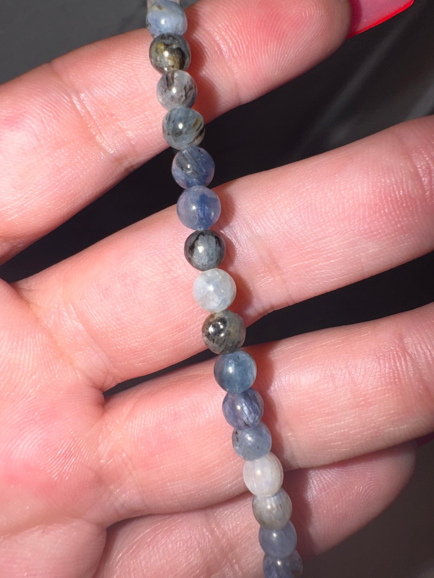 Blue Kyanite 4mm Bracelet with Jack Skellington Charm (last one!)