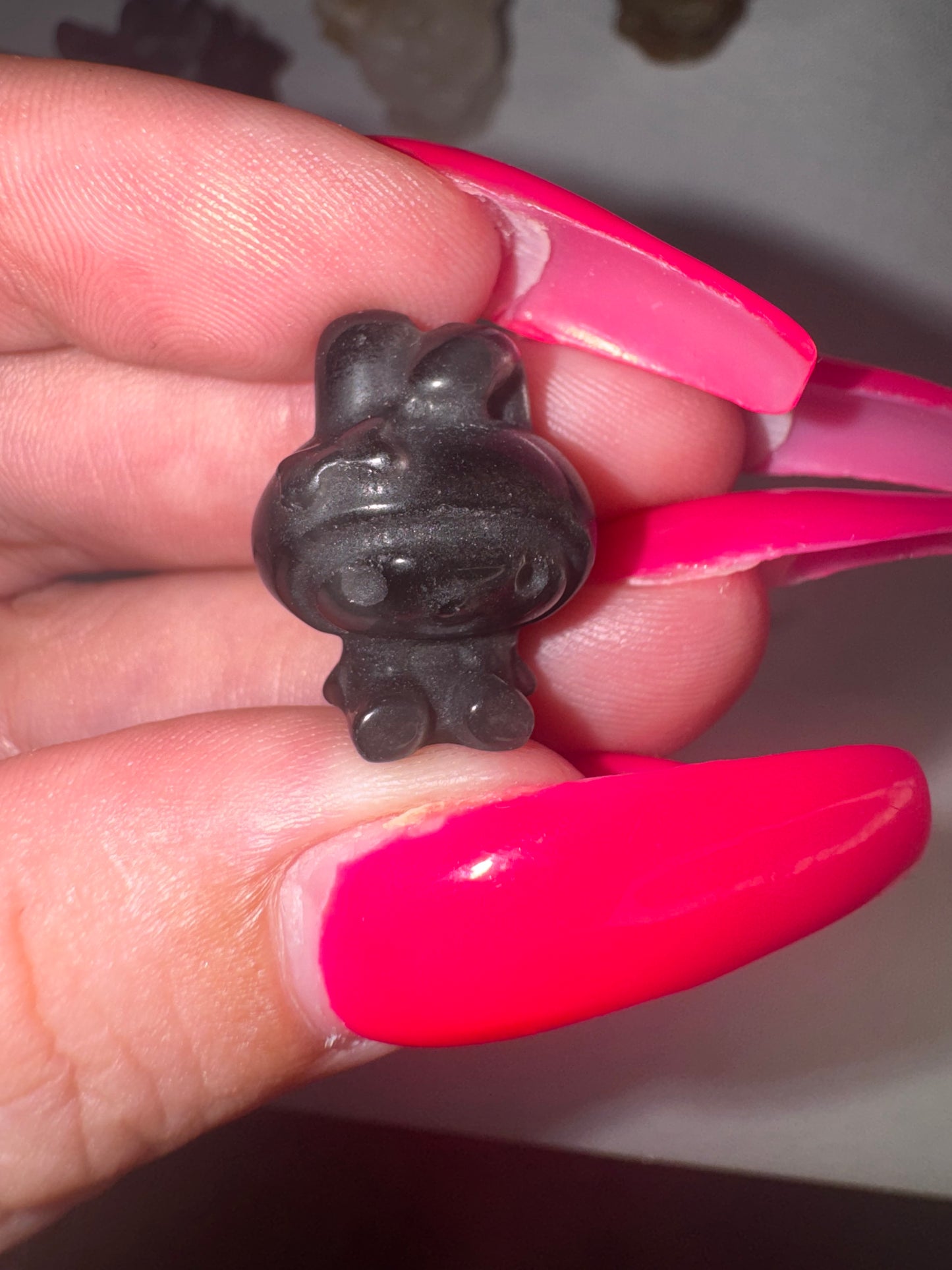 Silver Sheen Obsidian Drilled My Melody Mini