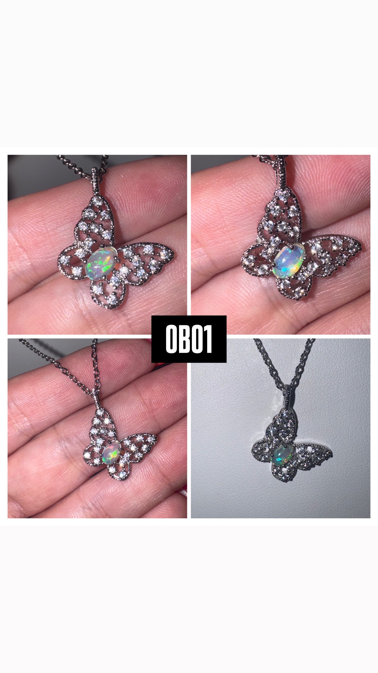 Welo Opal Butterfly with Moissanite Pendant