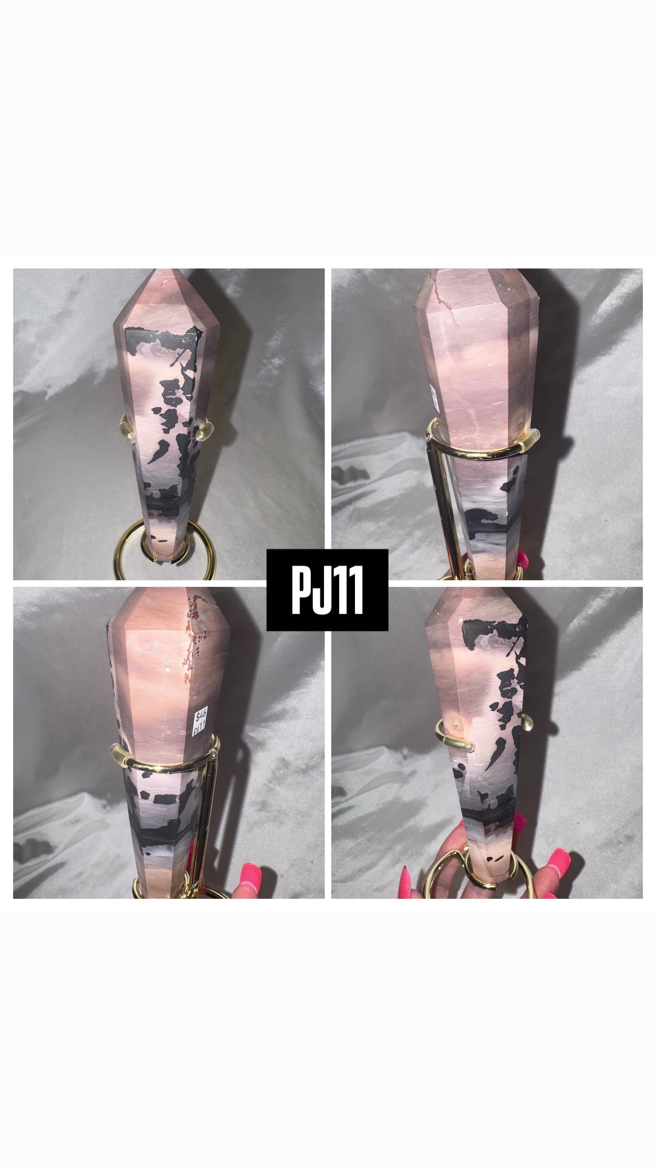 Sunburnt Picture Jasper Large Point on Stand