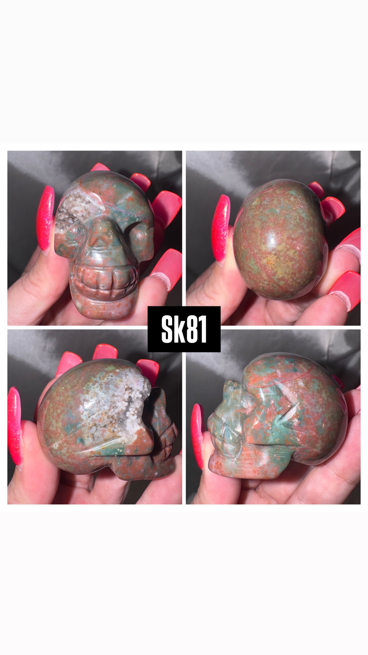 Ocean Jasper Moss Agate AAA Skull