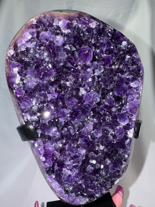 Uruguay Amethyst XL Freeform on stand