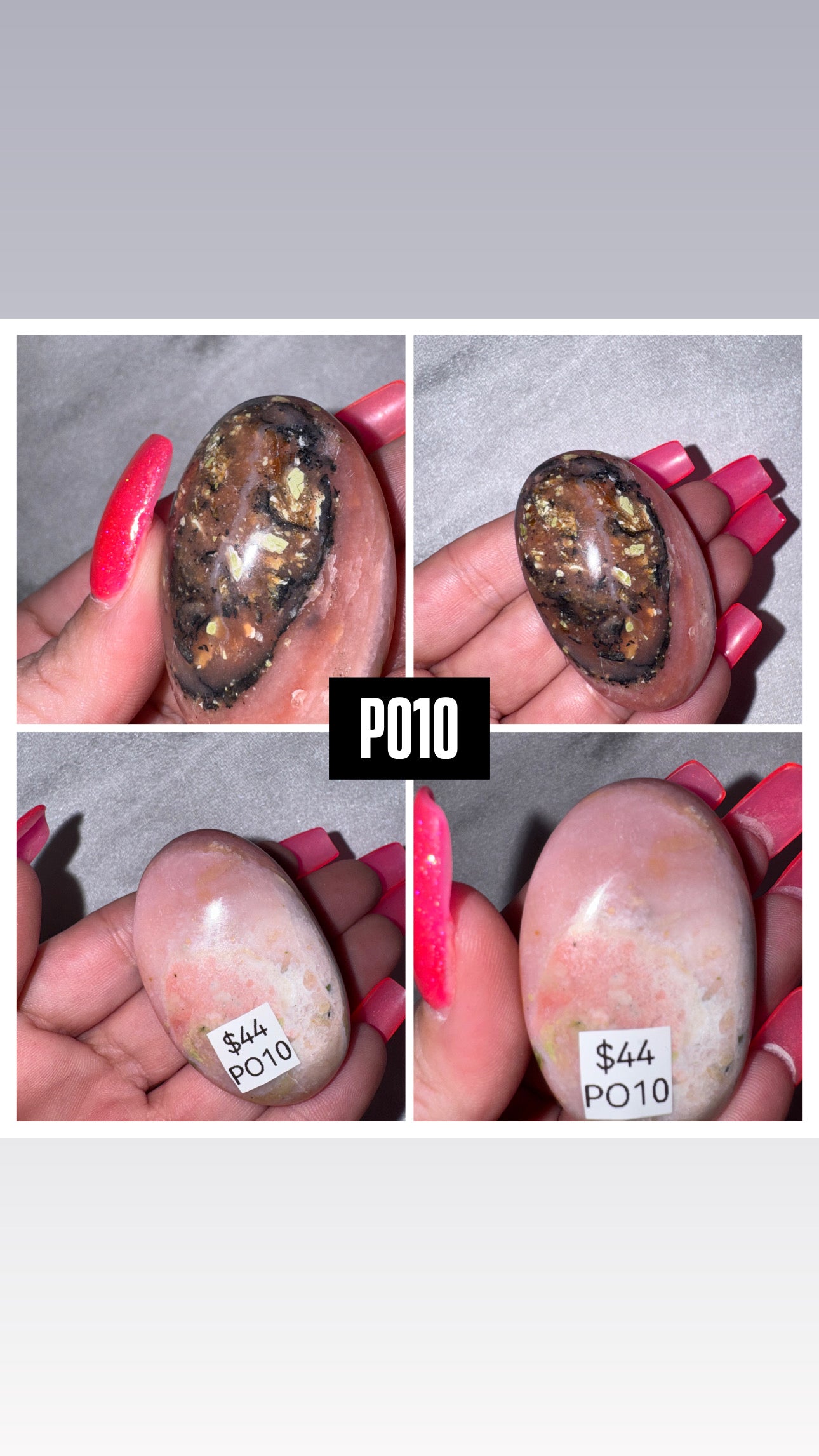 Pink Dendritic Opal AA Palmstone