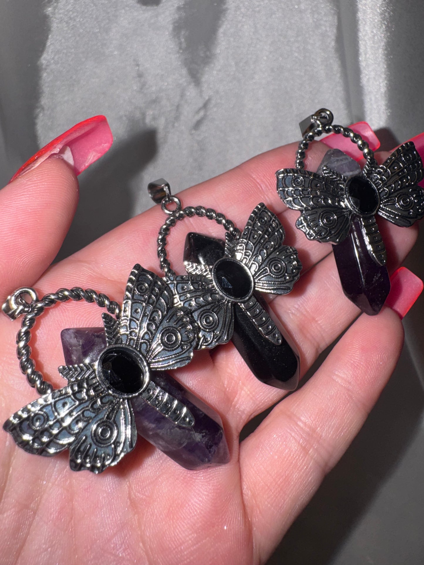 Crystal Point Moth Pendant