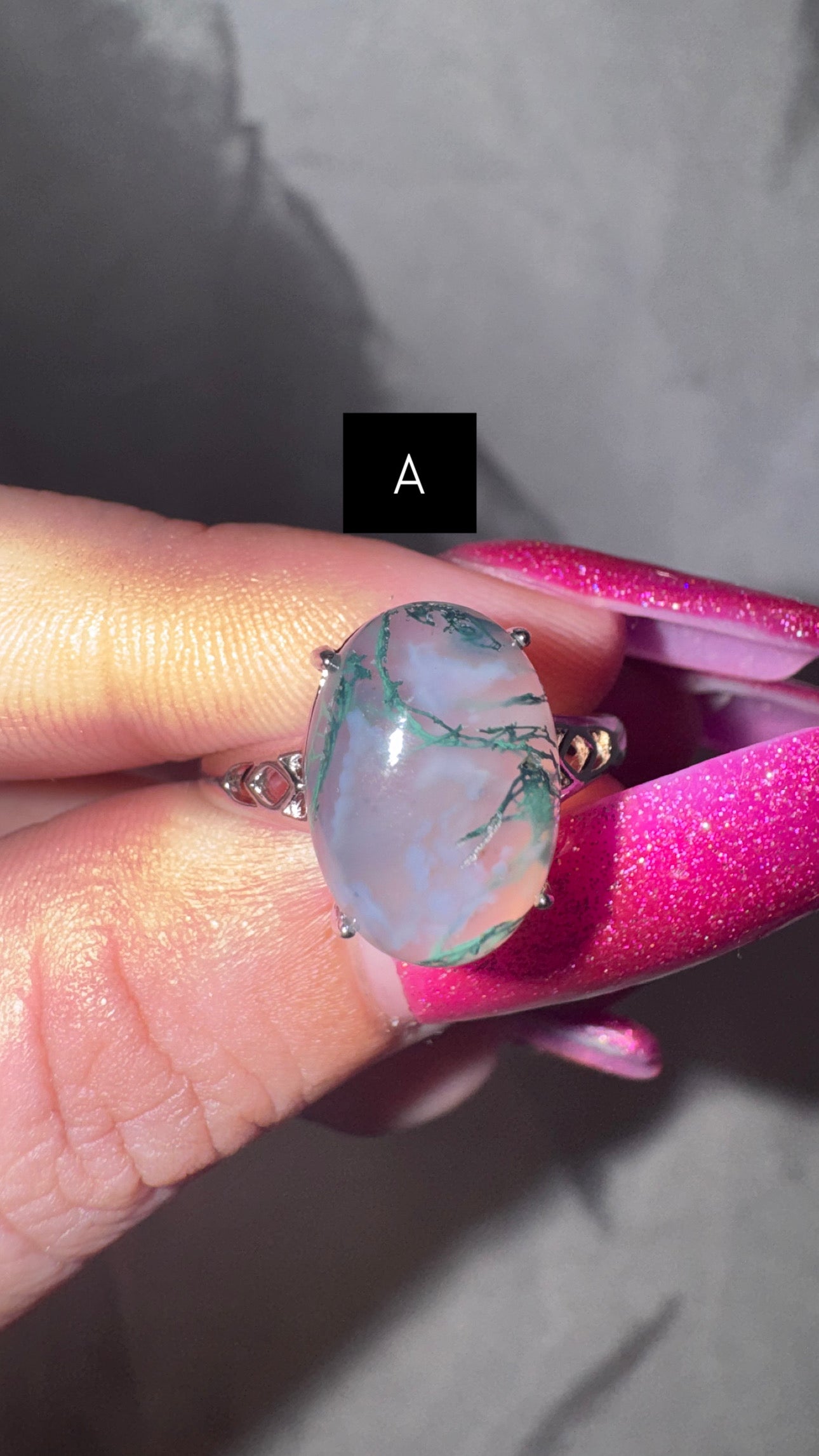 Moss Agate Adjustable Ring