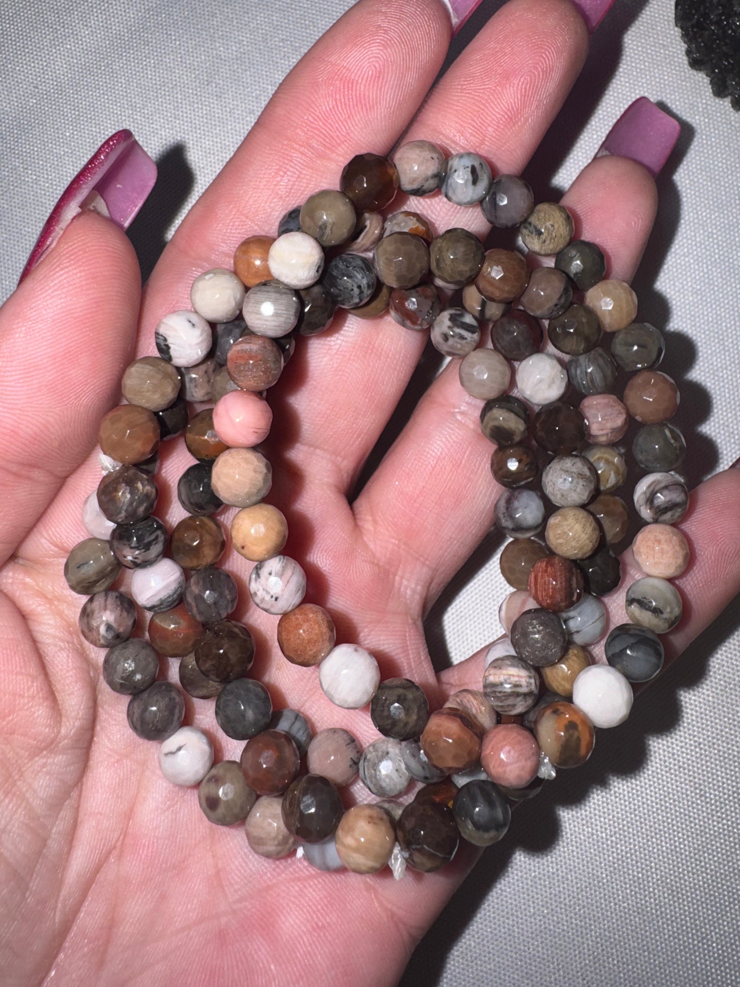 Petrified Wood Faceted Bracelet (6mm)