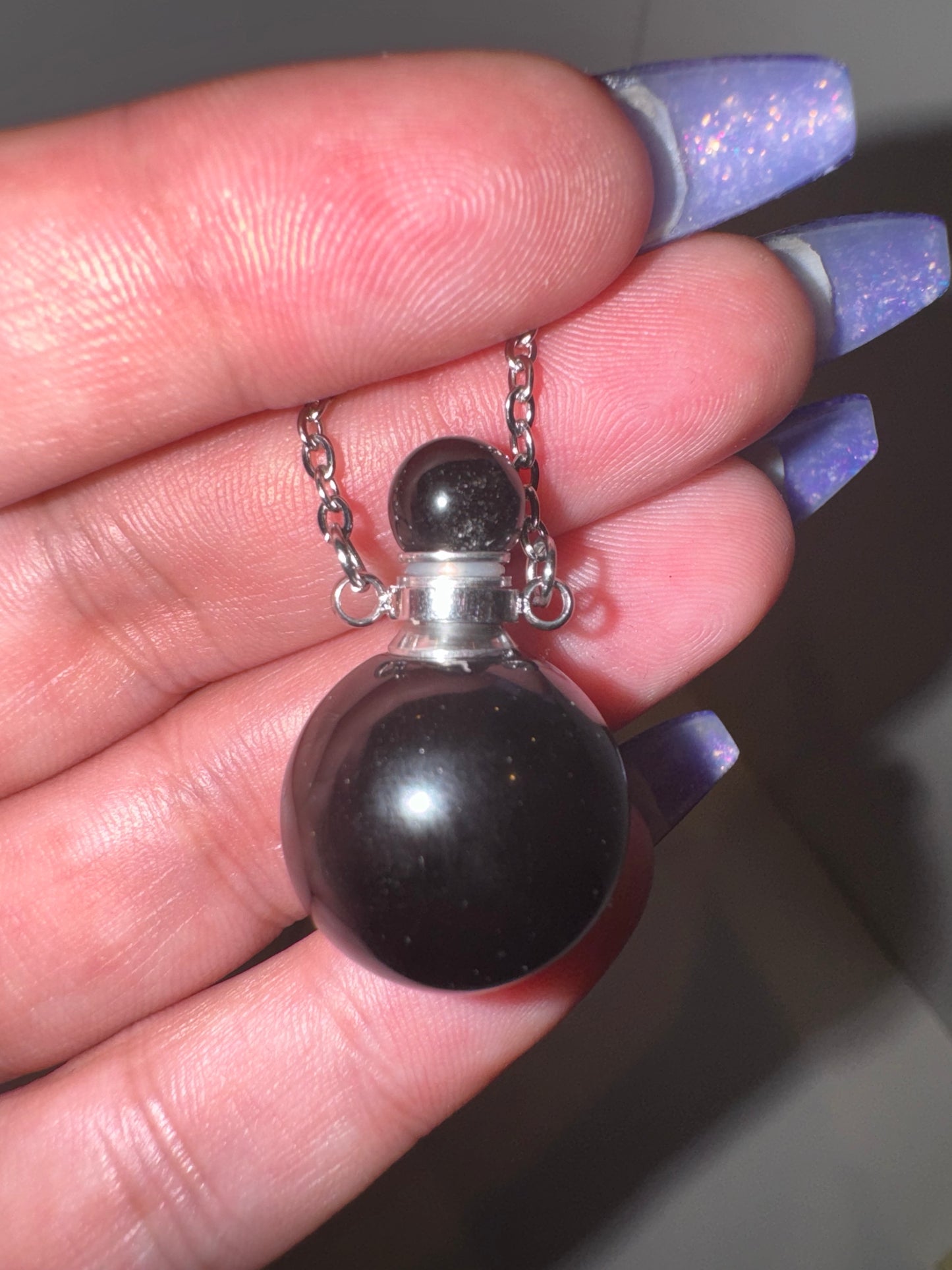 Rainbow Obsidian Bottle Necklace