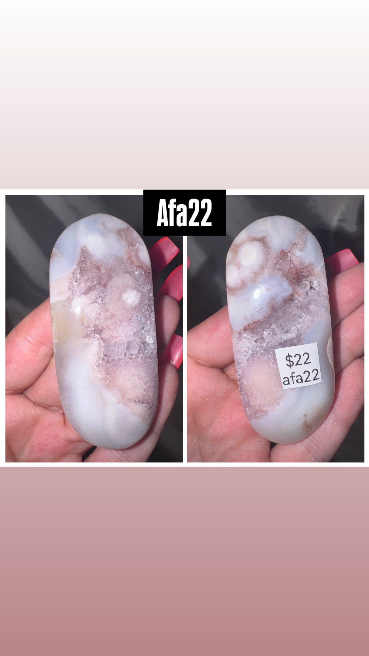 Amethyst Flower Agate AAA Heart/Palmstone