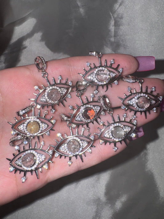 Lodalite with Moissanite Protection Eye Pendant