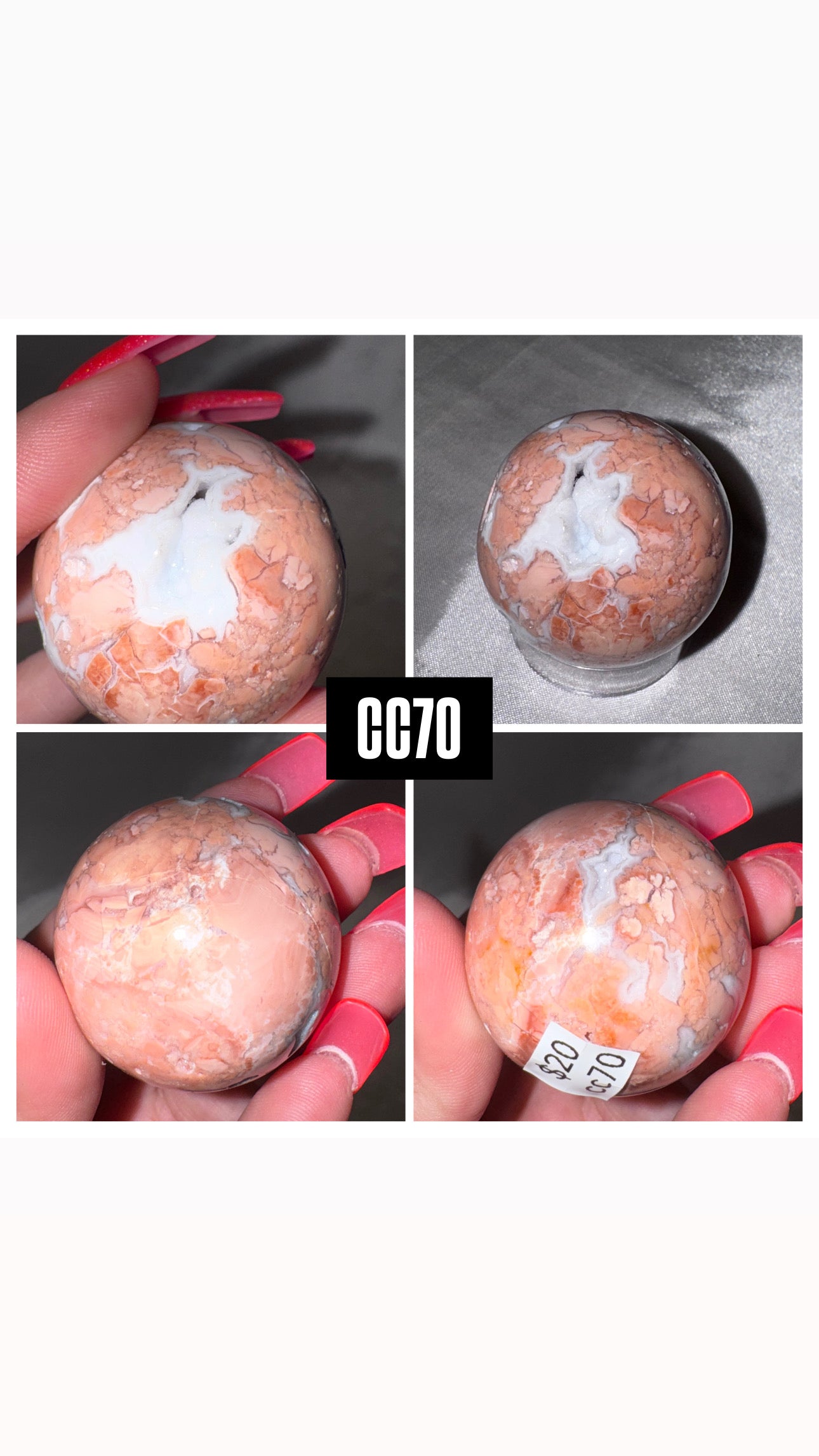 Pink “Cotton Candy” Agate Sphere