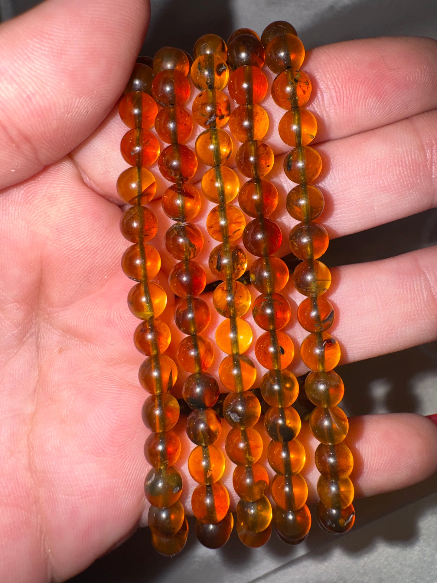 Blue Amber AAA 6mm Bracelet