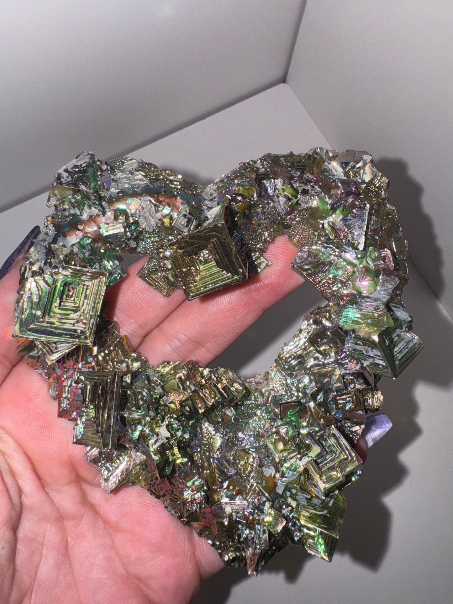 Bismuth Large Heart on Stand